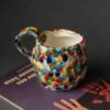handmade surreal mug with weird shapes and dots.χειροποίητη σουρεάλ κούπα με κουκίδες και περίεργο σχήμα.