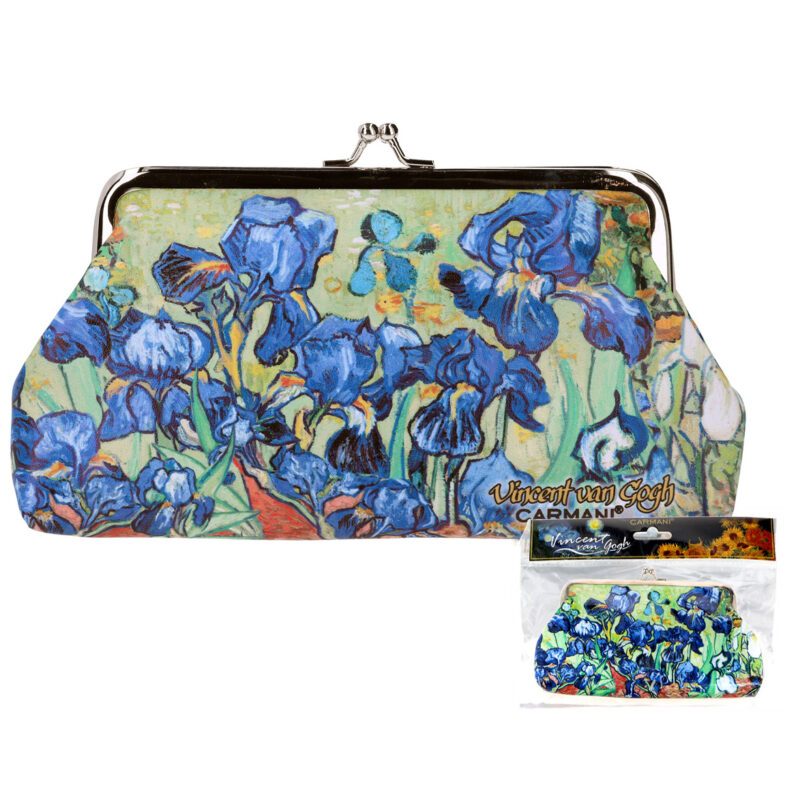 This elegant wallet/clutch by CARMANI features Vincent van Gogh’s iconic painting Irises. Crafted from high-quality materials, it offers a sleek, spacious design without compartments for cards, making it ideal for carrying essentials or as a stylish evening accessory. Its artistic design turns a practical accessory into a statement piece. Perfect gift for art lovers and collectors.