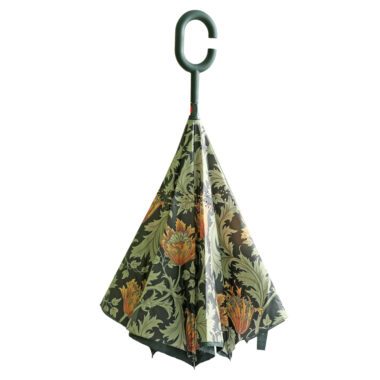 This innovative reverse-opening umbrella by CARMANI opens in the opposite direction, keeping the wet surface contained and preventing dripping when closed. Decorated with beautiful artistic patterns on the inside, it creates a striking visual effect when in use. Equipped with a comfortable handle, it can be hung easily or carried on the wrist. Stylish, practical, and perfect for art enthusiasts.