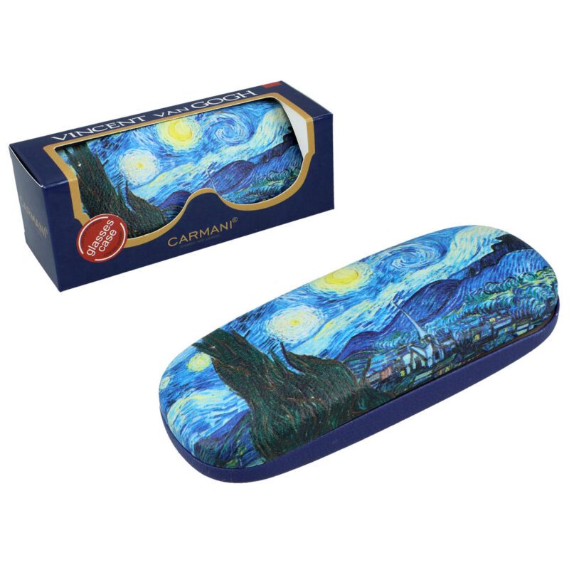 This elegant glasses case by CARMANI features Vincent van Gogh’s iconic painting Starry Night. Designed to protect your glasses while highlighting artistic beauty, it combines durability with style. The soft interior lining prevents scratches, making it perfect for everyday use or travel. A stylish and practical accessory for art lovers.