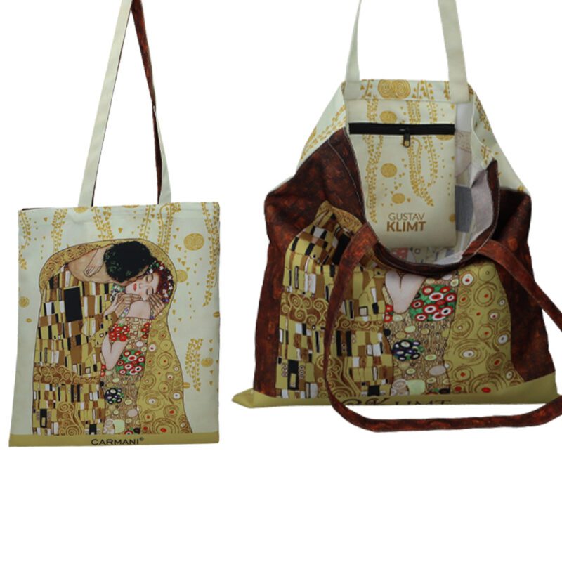 Klimt shoulder bag, The Kiss bag, CARMANI designer bag, artistic shoulder bag, art print bag, collectible bag, luxury accessory