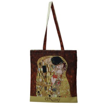 tote bag, This stylish shoulder bag by CARMANI features Gustav Klimt’s iconic painting The Kiss. Crafted from high-quality materials, it offers a spacious main compartment for essentials while serving as a statement accessory. The artistic design transforms everyday use into an elegant experience, perfect for art lovers and collectors.