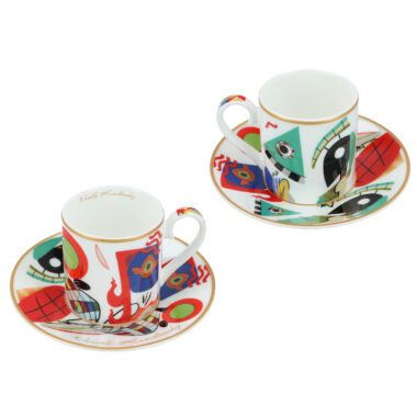 A stylish set of 2 porcelain espresso cups featuring abstract art inspired by Wassily Kandinsky’s Muses. Designed with modern artistic flair, these cups bring bold color and creativity to your coffee moments. Perfect for art lovers, espresso enthusiasts, or as a thoughtful gift set presented in an elegant box.