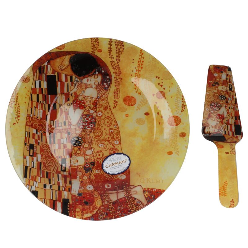 This elegant dessert plate set by CARMANI is inspired by Gustav Klimt’s iconic masterpiece The Kiss. Made from high-quality porcelain, it features luxurious golden tones and artistic detail, making it perfect for both serving and display. Includes a matching dessert spatula. A refined gift for art lovers and a stunning addition to any home.