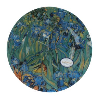 CARMANI decorative plate with spatula featuring Van Gogh Irises artwork – porcelain art plate