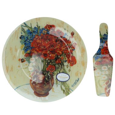 πιάτο Van Gogh, παπαρούνες Van Gogh, CARMANI συλλογή, διακοσμητικό πιάτο τέχνης, πορσελάνινο πιάτο δώρο, συλλεκτικό πιάτο, art deco σερβίρισμα