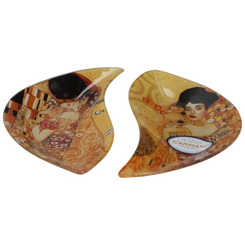Klimt Adele and The Kiss plates, CARMANI decorative plates, set of 2 plates, art porcelain set, Gustav Klimt artwork, collectible plates, luxury tableware