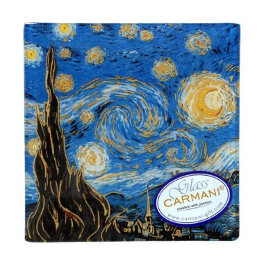 A charming miniature decorative plate featuring Vincent van Gogh’s iconic The Starry Night. Measuring 13x13cm, this piece is perfect for display on a desk, shelf, or small stand, bringing a touch of artistic elegance to any space. Ideal for collectors, art lovers, or as a unique gift.