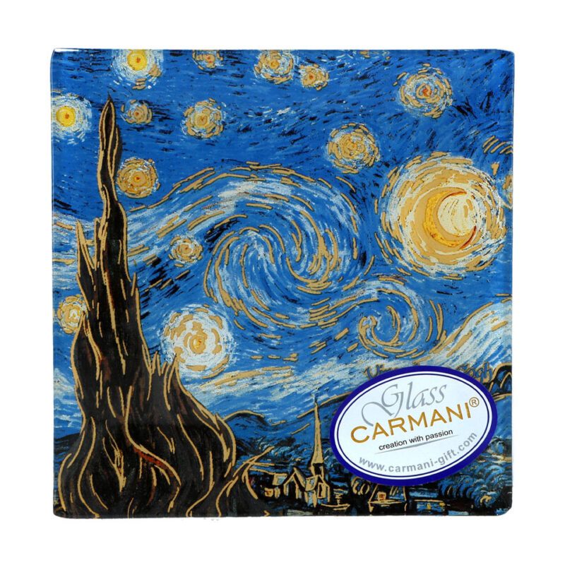 A charming miniature decorative plate featuring Vincent van Gogh’s iconic The Starry Night. Measuring 13x13cm, this piece is perfect for display on a desk, shelf, or small stand, bringing a touch of artistic elegance to any space. Ideal for collectors, art lovers, or as a unique gift.