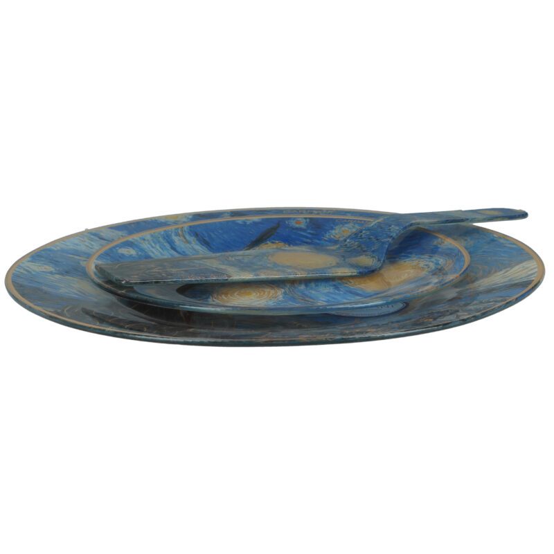 Set of Cake Plate with Spatula and 6 dessert Plates – V. van Gogh, Starry Night | CARMANI - Image 3
