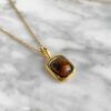 Ethereal necklace, brown stone necklace, brass jewelry, handmade necklace, Sunny Designs, elegant necklace, resin stone jewelry