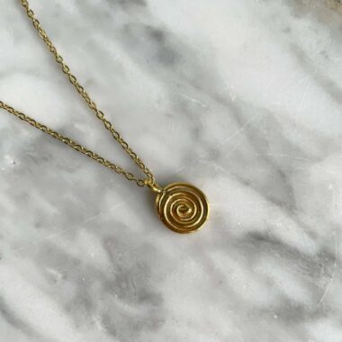 Mini Spiral necklace, brass jewelry, handmade necklace, spiral pendant, Sunny Designs, minimalist necklace, elegant jewelry