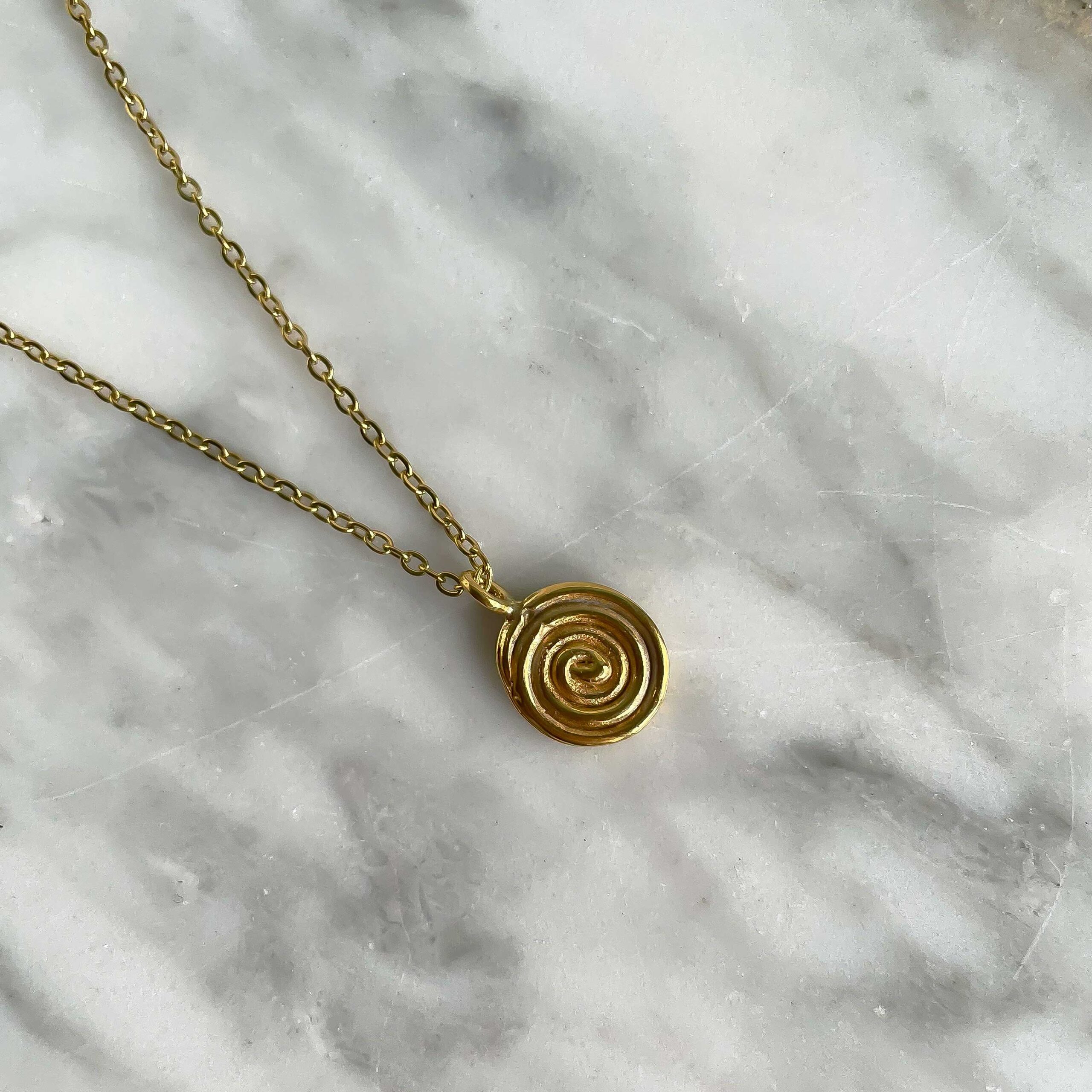 Mini Spiral necklace, brass jewelry, handmade necklace, spiral pendant, Sunny Designs, minimalist necklace, elegant jewelry
