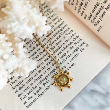 Starfire necklace, iridescent white stone necklace, handmade jewelry, Sunny Designs necklace, celestial pendant, boho chic necklace, elegant silver necklace