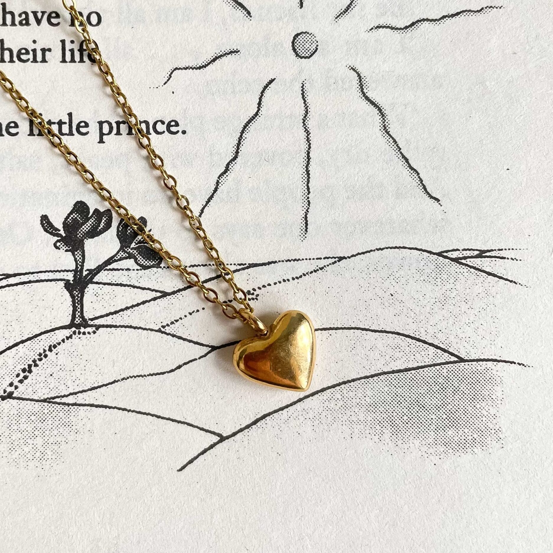 Mini Bold Heart necklace, brass heart pendant, handmade jewelry, Sunny Designs, love necklace, minimalist necklace, romantic gift, everyday jewelry