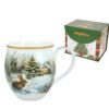 Celebrate the festive season with this charming Christmas mug from CARMANI, featuring a whimsical design of a rabbit on snow surrounded by holiday decorations. Made from high-quality porcelain, it’s perfect for enjoying hot chocolate, coffee, or tea while adding a cozy, seasonal touch to your home. A delightful gift for the holidays.