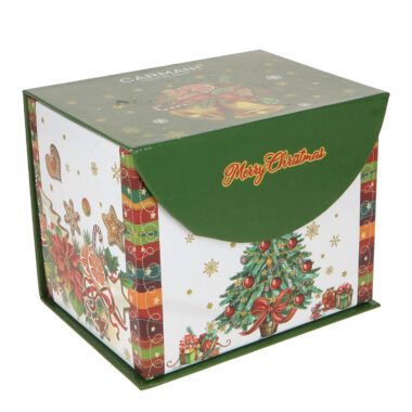 Celebrate the festive season with this charming Christmas-themed mug from CARMANI. The ceramic mug features a detailed winter landscape with two squirrels interacting around a pine cone, set against a snowy backdrop and leafless trees. Warm brown and orange tones highlight the squirrels’ fur, creating a cozy, heartwarming scene. The mug comes with a beautifully designed gift box decorated with a Christmas tree and wrapped presents, making it a perfect seasonal gift. Crafted with ceramic glaze and decorated via heat transfer, the illustration is bright, realistic, and full of festive cheer. Ideal for coffee, tea, or hot chocolate during the holiday season.
