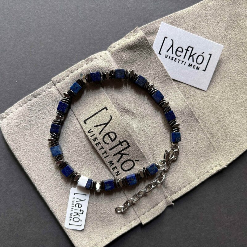 αντρικο βραχιολι με λαπισ λαζουλι και αιματίτες, αντρικο δωρο, δωρο για εκεινον, χειροποιητο αντρικο βραχιολι