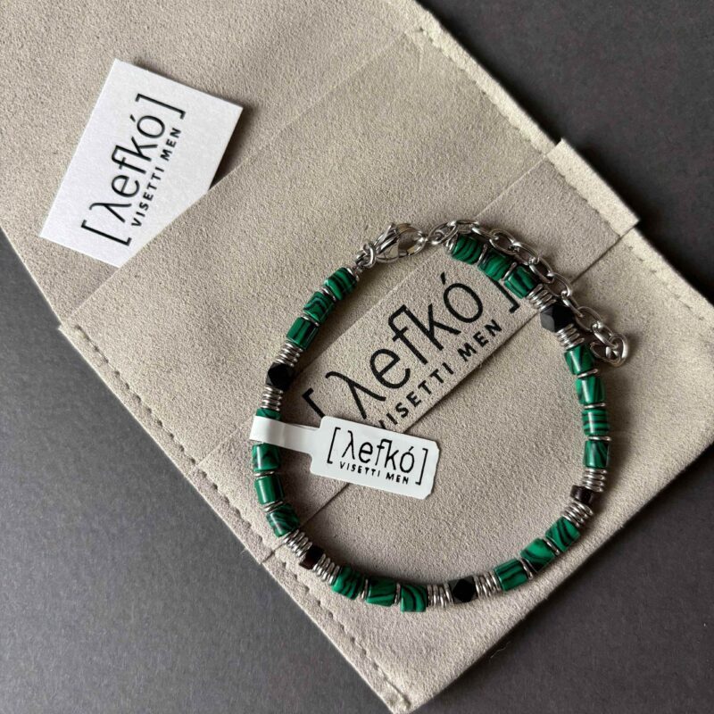 malachite men bracelet, αντρικο βραχιολι με μαλαχιτη και αιματιτη