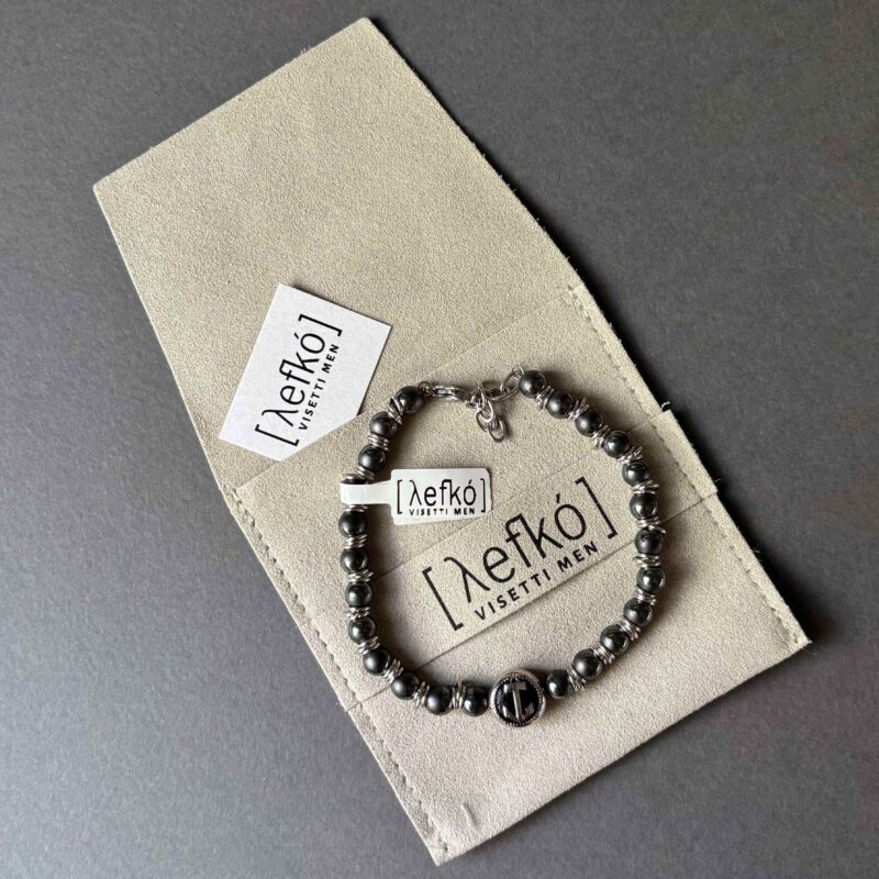 Ανδρικό βραχιόλι Leyko Stainless steel bracelet men Ημιπολύτιμες πέτρες Minimal ανδρικό βραχιόλι Gift for men bracelet Luxury men jewelry, γκρι πετρες, ημιπολύτιμες πετρες αγκυρα , δωρο για καπετανιους δωρο για ναυτικο, δωρο για εκεινον, αντρικό δώρο, αντρικο βραχιολι