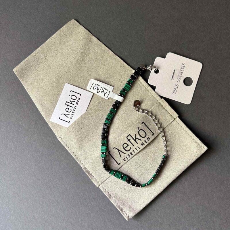antriko vraxioli me malaxiti, malachite bracelet for man, unisex bracelet, Ανδρικό βραχιόλι Leyko Stainless steel bracelet men Ημιπολύτιμες πέτρες Minimal ανδρικό βραχιόλι Gift for men bracelet Luxury men jewelry