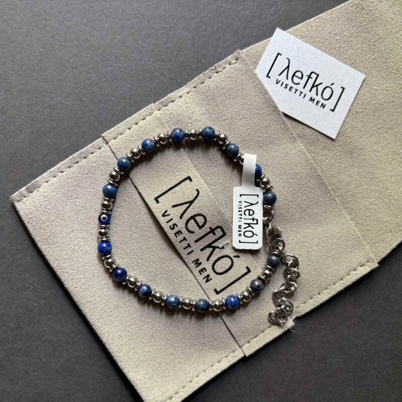 Ανδρικό βραχιόλι Leyko Stainless steel bracelet men Ημιπολύτιμες πέτρες Minimal ανδρικό βραχιόλι Gift for men bracelet Luxury men jewelry, αιματιτης , λαπις λαζουλι