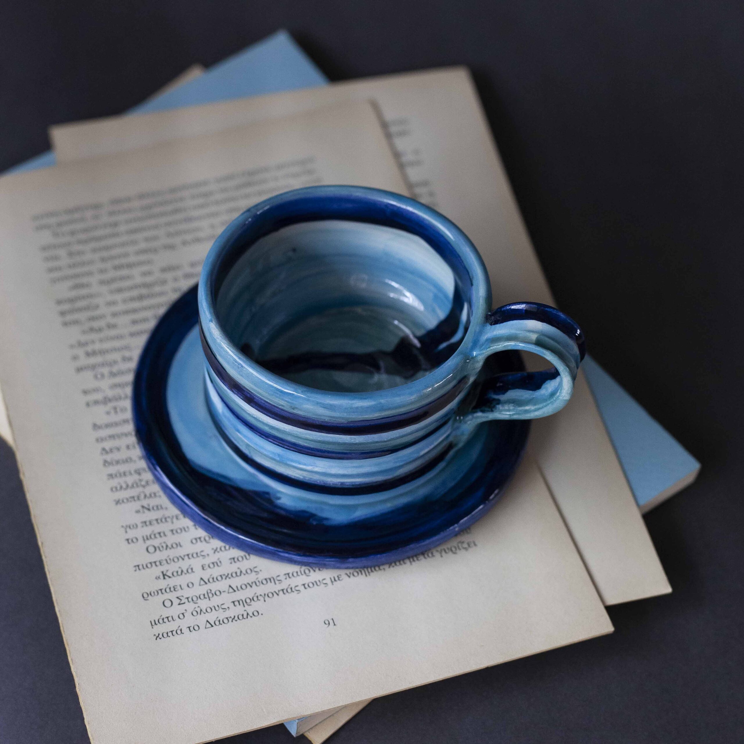 Cup with Shades of Blue and Saucer 130ml - Mugaki - Image 3