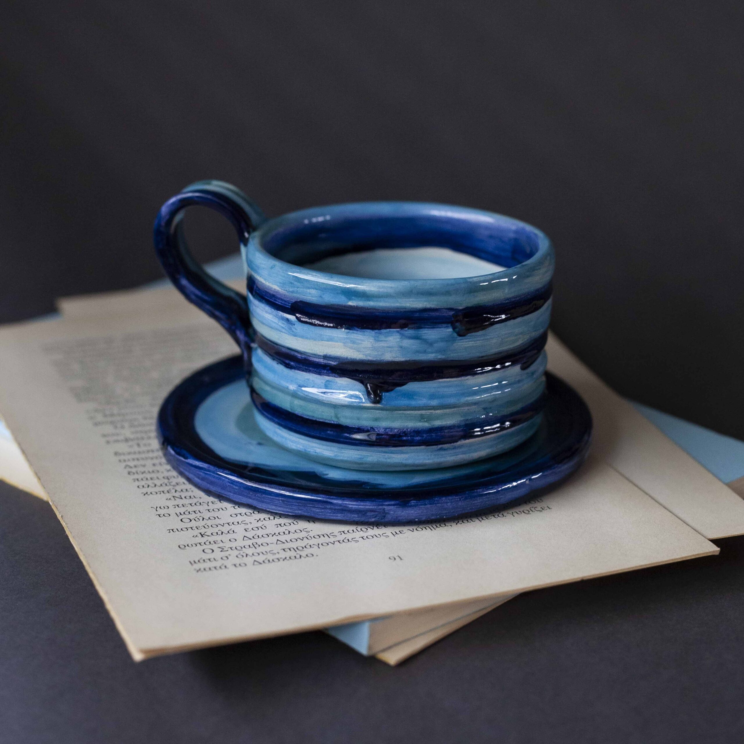 Cup with Shades of Blue and Saucer 130ml - Mugaki
