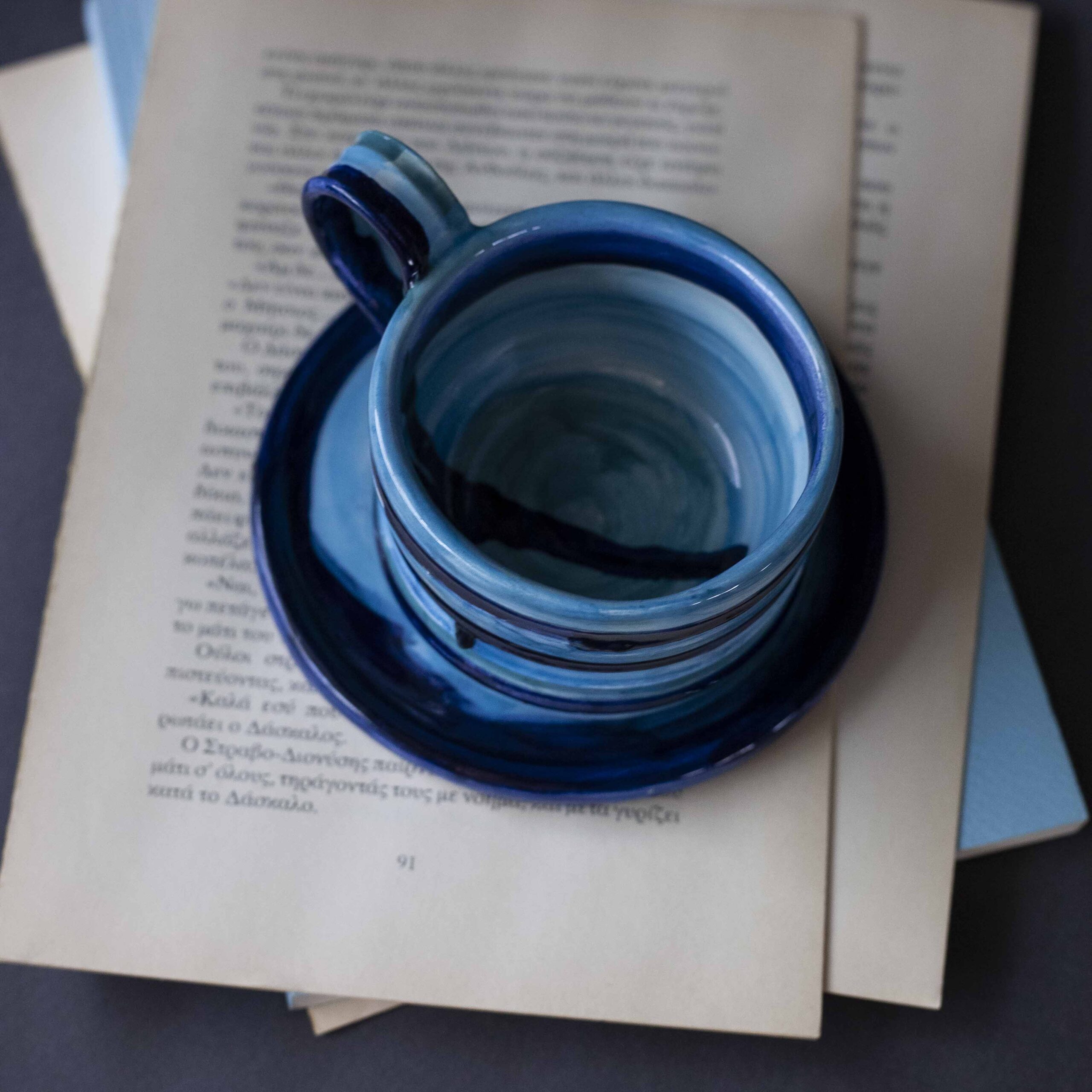 Cup with Shades of Blue and Saucer 130ml - Mugaki - Image 4
