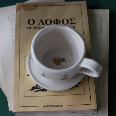 Χειροποίητα κεραμικά εσπρέσο κουπάκια με πιατάκι, διακοσμημένα με ζωγραφιστά φρουτάκια — πορτοκάλια, λεμόνια και αχλάδια — ανάμεσα σε μικρά λουλουδάκια. Οι δίχρωμοι συνδυασμοί και οι λεπτομέρειες στο χέρι χαρίζουν παιχνιδιάρικη και ζωντανή αισθητική. Κάθε σετ είναι μοναδικό, πλασμένο και ζωγραφισμένο στο χέρι, ιδανικό για να προσθέσει χρώμα και τέχνη σε κάθε στιγμή καφέ. Handmade ceramic espresso cup and saucer set, decorated with hand-painted fruits — oranges, lemons, and pears — surrounded by small flowers. The two-tone color combinations and fine hand-painted details give a lively, playful feel. Each set is one of a kind, crafted and painted by hand, perfect for adding a splash of color and artistry to your coffee moments.