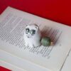 handmade ceramic small lucky charm white cat . χειροποίητη κεραμική λευκή γατούλα γούρι.