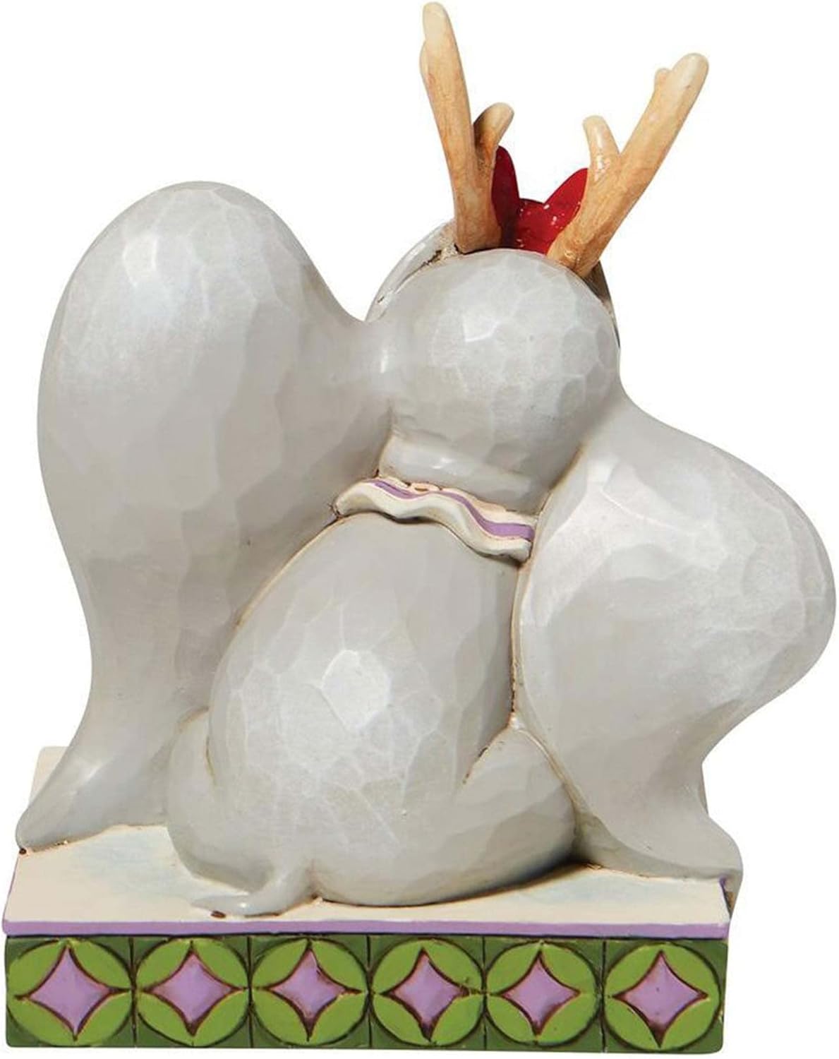 «Φιγούρα Disney Traditions του Jim Shore με τον Dumbo να φορά γιορτινά κέρατα τάρανδου, ζωγραφισμένη στο χέρι με folk-art μοτίβα.»