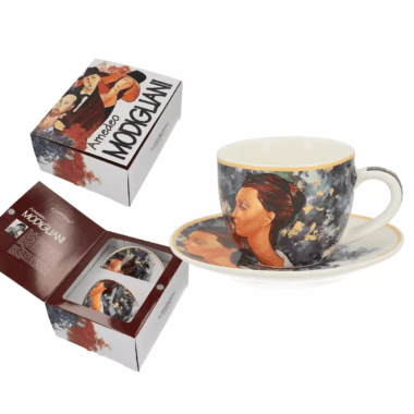 Πορσελάνινο φλιτζάνι espresso 80 ml με πιατάκι διακοσμημένο με το έργο Amedeo Modigliani Lunia Czechowska με συσκευασία δώρου – CARMANI