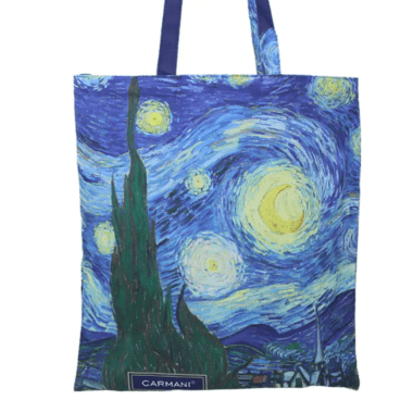 Αναδιπλούμενη τσάντα ώμου 39 × 42 cm διακοσμημένη με το έργο Vincent van Gogh Έναστρη Νύχτα – CARMANI