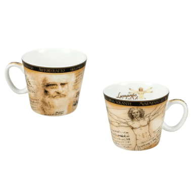 Vitruvian Man espresso cup, Leonardo da Vinci espresso cup, CARMANI espresso cup, porcelain espresso cup, art inspired coffee cup, classic art tableware, espresso cup gift