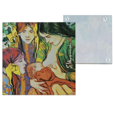 Glass coaster 11.5 × 11.5 cm decorated with Stanisław Wyspiański Motherhood artwork – CARMANI