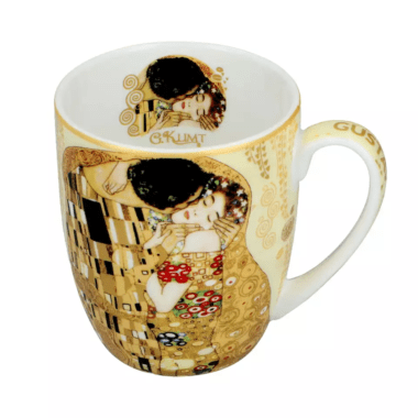 Premium κούπα Camio από πορσελάνη 400 ml διακοσμημένη με το έργο Gustav Klimt Το Φιλί – CARMANI