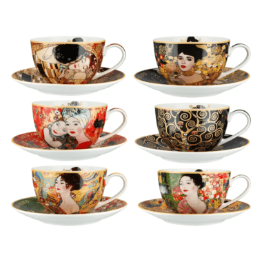 230 ml per cup, porcelain, set of 6, matching saucers, round box packaging