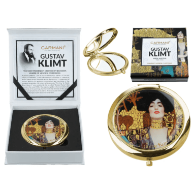 Foldable bag mirror decorated with Gustav Klimt Judith artwork – CARMANI