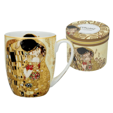 Premium Camio porcelain mug 400 ml decorated with Gustav Klimt The Kiss artwork – CARMANI