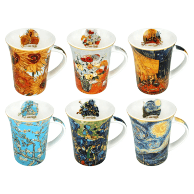 σετ φλιτζανιών Van Gogh, CARMANI φλιτζάνια, καλλιτεχνικά σκεύη, πορσελάνη, σετ δώρου Van Gogh, είδη σερβιρίσματος, καλλιτεχνικό δώρο