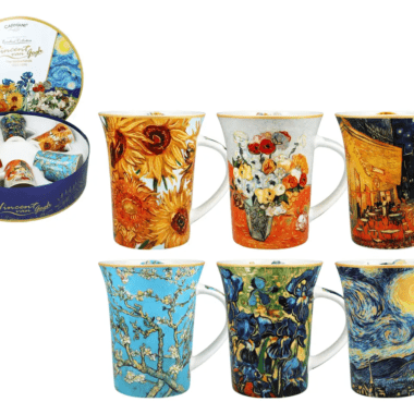 Van Gogh cups set, CARMANI cups, art inspired tableware, porcelain cups set, gift box cups, Van Gogh gift, artistic cups, designer tableware