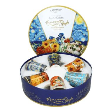 Σετ 6 πορσελάνινων φλιτζανιών εμπνευσμένων από τον Van Gogh σε στρογγυλό κουτί – CARMANI.
