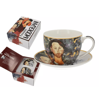 Πορσελάνινο φλιτζάνι espresso 80 ml με πιατάκι διακοσμημένο με το έργο Amedeo Modigliani Leopold Zborowski με συσκευασία δώρου – CARMANI