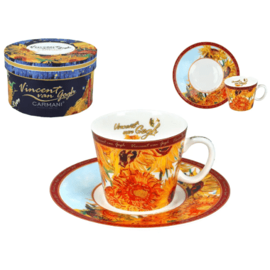 φλιτζάνι espresso Van Gogh Sunflowers, CARMANI espresso, πορσελάνη, καλλιτεχνικό φλιτζάνι καφέ, Van Gogh σερβίτσιο, φλιτζάνι espresso δώρο, designer φλιτζάνι
