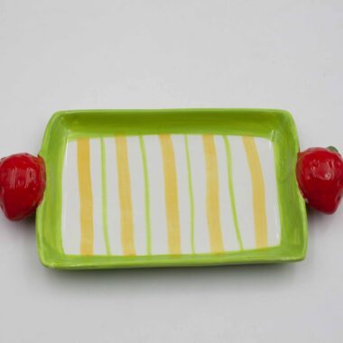 Μικρό κεραμικό δισκάκι με φράουλες, διακοσμητικό πιατάκι με φρουτένιο σχέδιο, ιδανικό για κοσμήματα και χαριτωμένη διακόσμηση χώρου Small ceramic strawberry dish, decorative plate with strawberry design, cute home decor accessory for jewelry or small objects