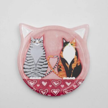 Σουβέρ με γάτες ζευγάρια που βγαίνουν ραντεβού και κάνουν δραστηριότητες μαζί, ρομαντικό και χαριτωμένο σχέδιο για τραπέζι Coasters with cat couples on dates, romantic and cute illustrations of cats doing activities together, charming table decor