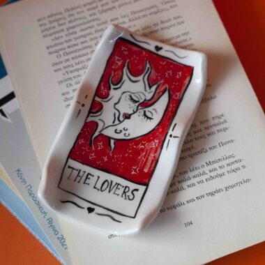 Χειροποίητα κεραμικά πιατάκια ταρώ, μίνι δίσκοι για κοσμήματα, καλλιτεχνικό και μυστικιστικό σχέδιο, μοναδικά κεραμικά αντικείμενα Handmade ceramic tarot dishes, small jewelry trays with mystical design, artistic and unique pottery pieces