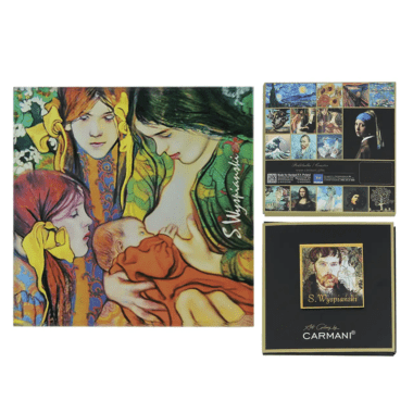 Γυάλινο σουβέρ 11.5 × 11.5 cm διακοσμημένο με το έργο Stanisław Wyspiański Μητρότητα – CARMANI