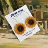 Sunflower polymer clay hoop earrings, bright handmade floral jewelry by Diesblon Σκουλαρίκια ηλίανθος από πολυμερικό πηλό σε κρίκο, φωτεινά χειροποίητα floral κοσμήματα Diesblon